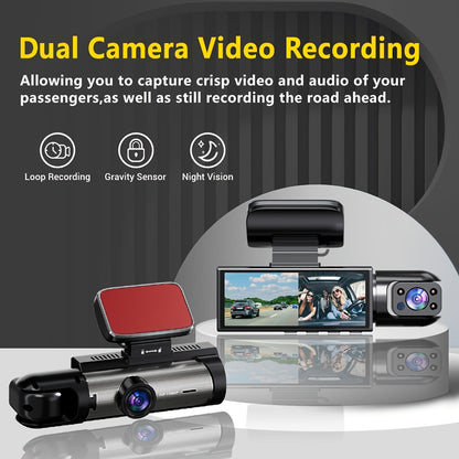 NTTAMHM Dual Camera Dash Cam with 3.16" IPS Screen, IR Night Vision, Loop Recording, Wide Angle Lens, Motion Detection, View Angle, Dual Cameras, Car Dash Cam, Modern Car Accessory, Driving Enthusiasts Beauty Fashion