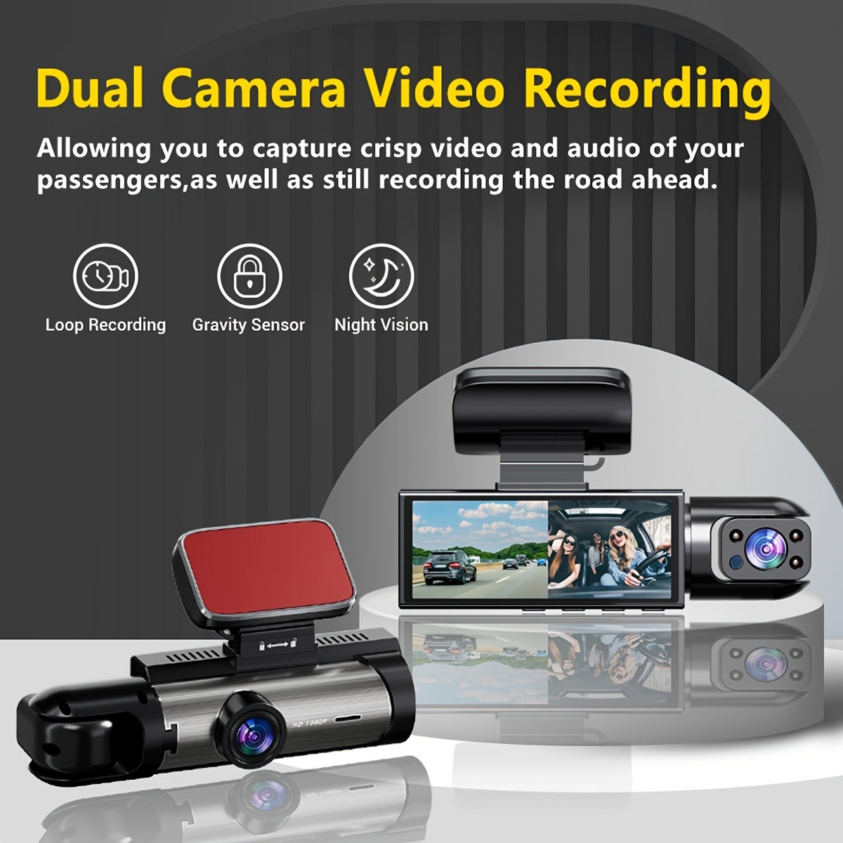 NTTAMHM Dual Camera Dash Cam with 3.16" IPS Screen, IR Night Vision, Loop Recording, Wide Angle Lens, Motion Detection, View Angle, Dual Cameras, Car Dash Cam, Modern Car Accessory, Driving Enthusiasts Beauty Fashion
