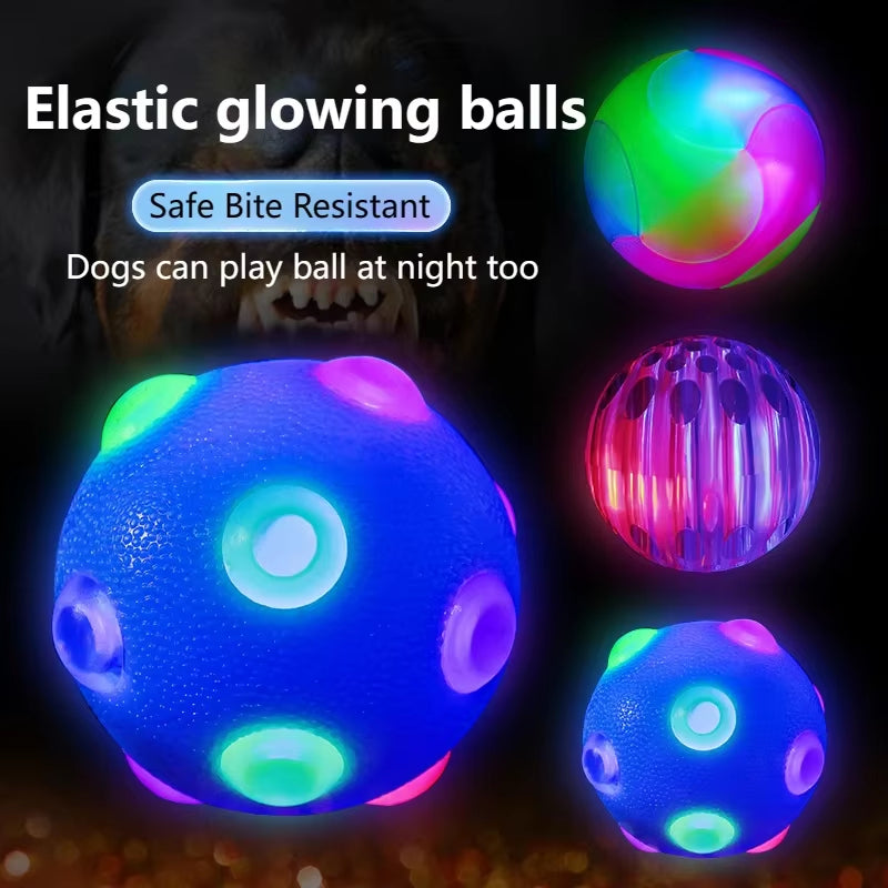 Dog Toy Glowing Ball LED Puppy Balls Flashing Elastic Ball Toy Pet Color Light Ball Interactive Toys for Cats Small Dogs Child