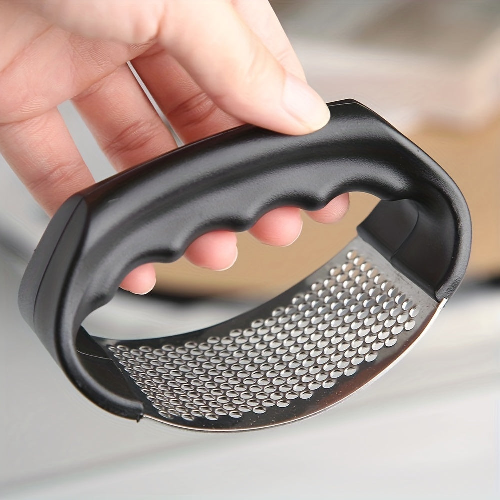 1pc Garlic Crusher Manual Ring Black Vegetable Cutter Kitchen Vegetable And Fruit Gadgets Masher Stainless Steel Garlic Press Chopping Accessories for restaurants/supermarkets Beauty Fashion