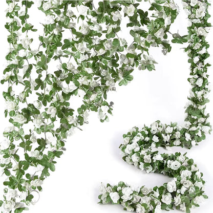 2.5M Rose Artificial Silk for Wedding Garland Fake Plant Flowers Vine Home Room Wedding Wall Hanging Garden Arch DIY Decoration