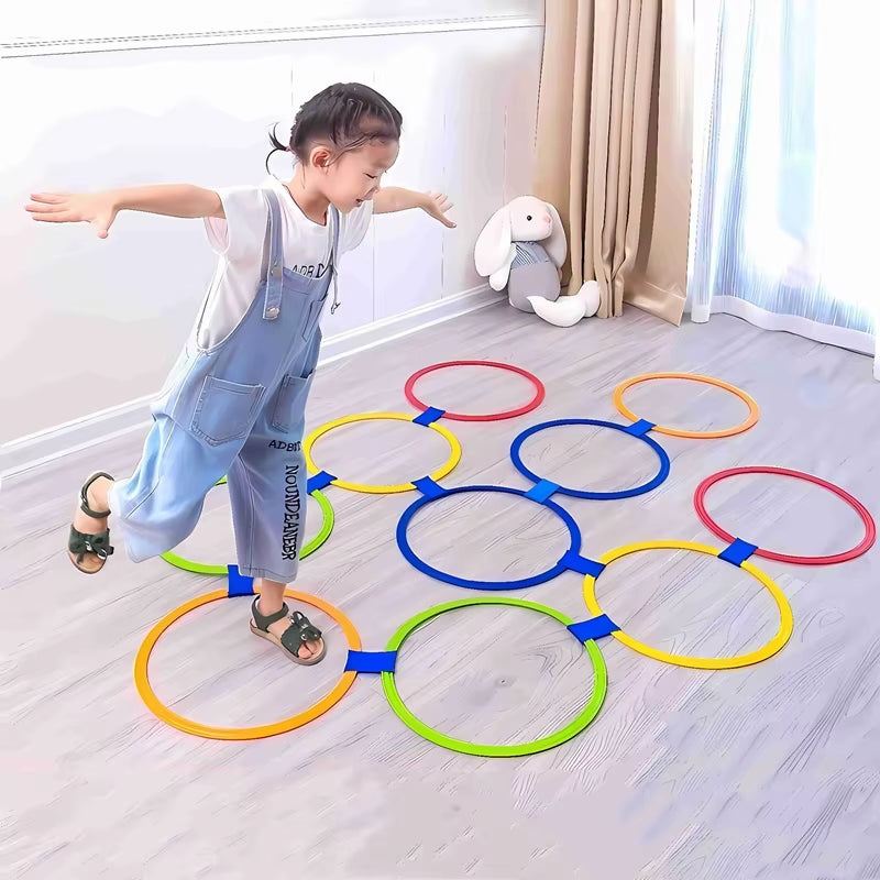 Outdoor Kids Jump Ring Game Set - 10 Hoops & 10 Connectors for Boys Girls, Fun Physical Training Sport Toys for Park Play