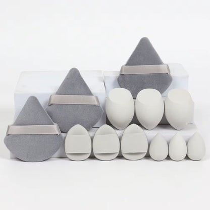 12Pcs Makeup Sponge Velvet Triangle Powder Puff Face Finger Puffs Mini Beauty Egg Liquid Foundation Tools Make up Accessories