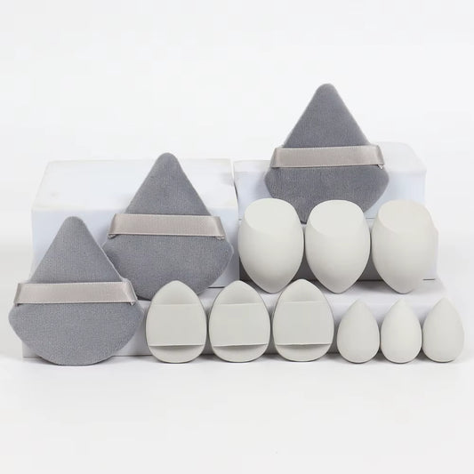 12Pcs Makeup Sponge Velvet Triangle Powder Puff Face Finger Puffs Mini Beauty Egg Liquid Foundation Tools Make up Accessories