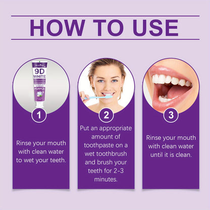 9D Purple Hydroxyapatite Toothpaste for Deep Cleaning & Brighter Smile, European Formula with Minty Fresh Breath, Gentle On Gums, Travel-Size 100g/3.52oz, Deep Cleaning Of Teeth, Ideal Oral Hygiene Gift for Women & Men, Suita Beauty World Shop