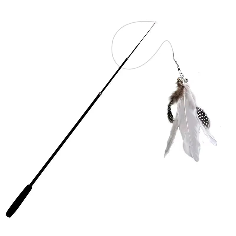 Extended Telescopic Cat Stick Cat Toys 1.8M Scratch Resistant Pet Accessories Telescopic Fishing Rod with Feather for Active Cat