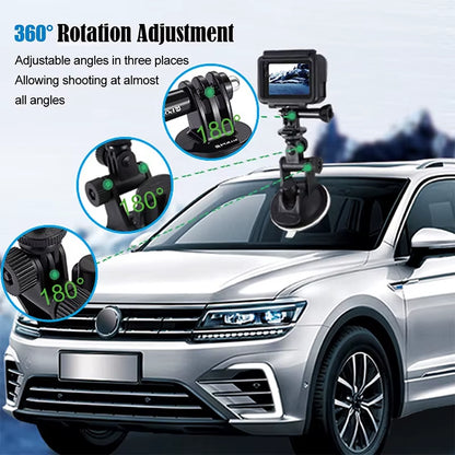 Suction Cup Camera Car Mount with Tripod Adapter Phone Holder for  Hero 13 12 11 10 9 8 DJI Osmo 360 Action 5 Pro 3 4 Insta