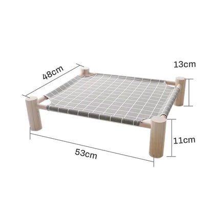 Cat and Dog Hammock Bed Wooden Cat Hammock Elevated Cooling Bed Detachable Portable Indoor Outdoor Pet Bed Suitable