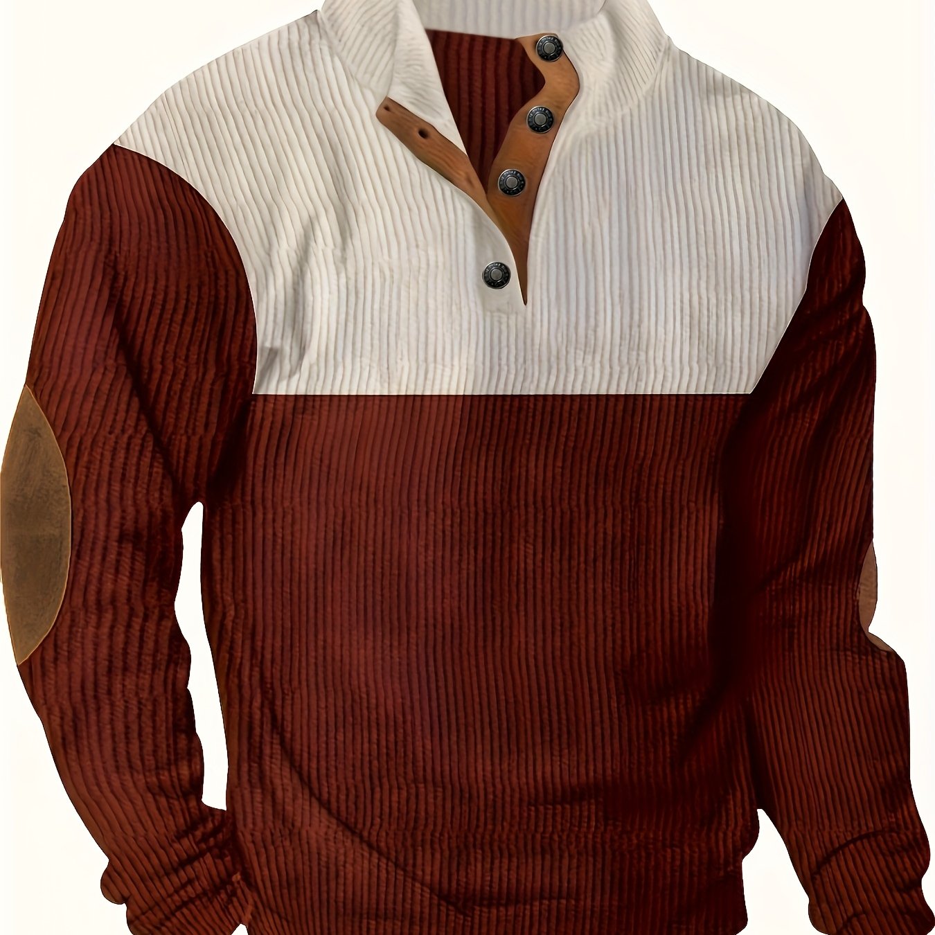 [1pc Casual Sport Shirt Embroidery] 1pc Men'S Casual Sport Shirt, Long Sleeve Crew Neck Knitwear with Embroidery Detail, Solid Color, Polyester Blend, Regular Fit - Fashion Colorblock Pullover Sweatshirt Beauty World Shop