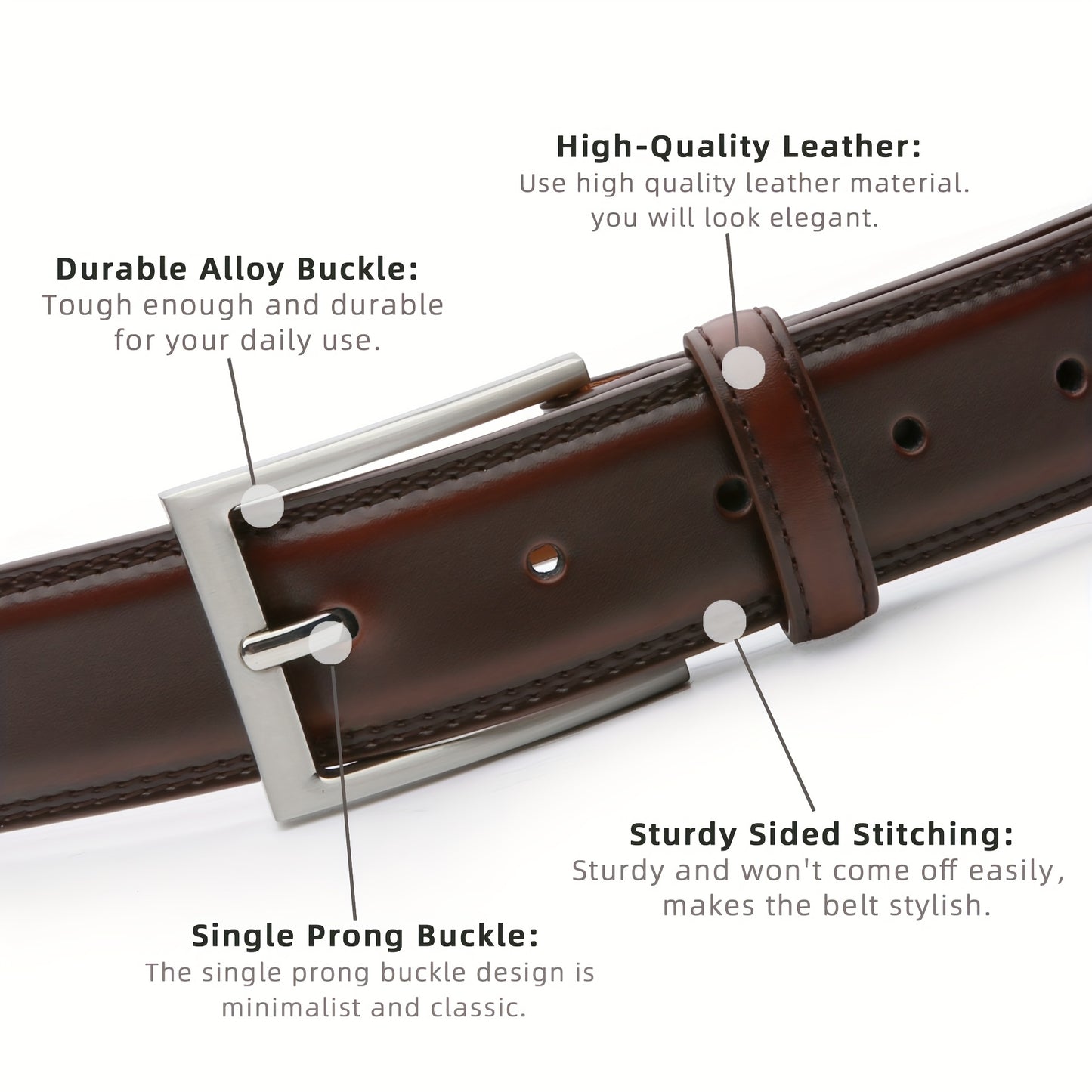 [Classic Men's Leather Belt] Classic & Fashion Men's Leather Belt | Single Prong Buckle for Jeans, Pants, Work & Business - Gift for Dad & Husband Beauty Fashion