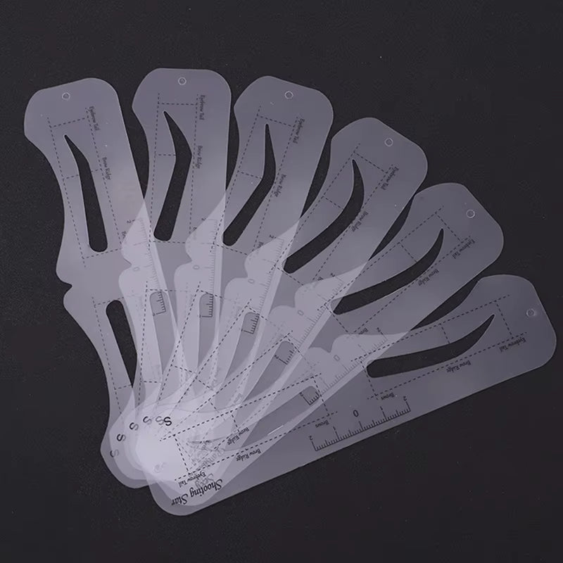 The New Fixed PVC Eyebrow Shaper Template Can Be Reused with High-Quality Stickers for Elegant Eyebrow Makeup Tools 6PCS