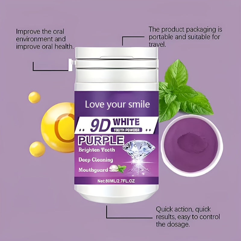 1/2pcs 9D White Purple Teeth Powder - Deep Cleaning & Polishing with Baking Soda, Refreshing Breath, Portable Travel-Friendly Formula, Brightens Smile in 7 Days, for Men & Women Beauty World Shop