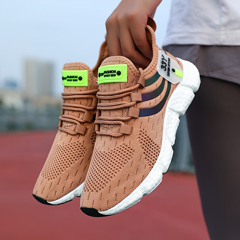Women's Breathable Knit Platform Sneakers, Casual Lace Up Outdoor Shoes, Comfortable Low Top Sport Shoes Plus Size Beauty World Shop