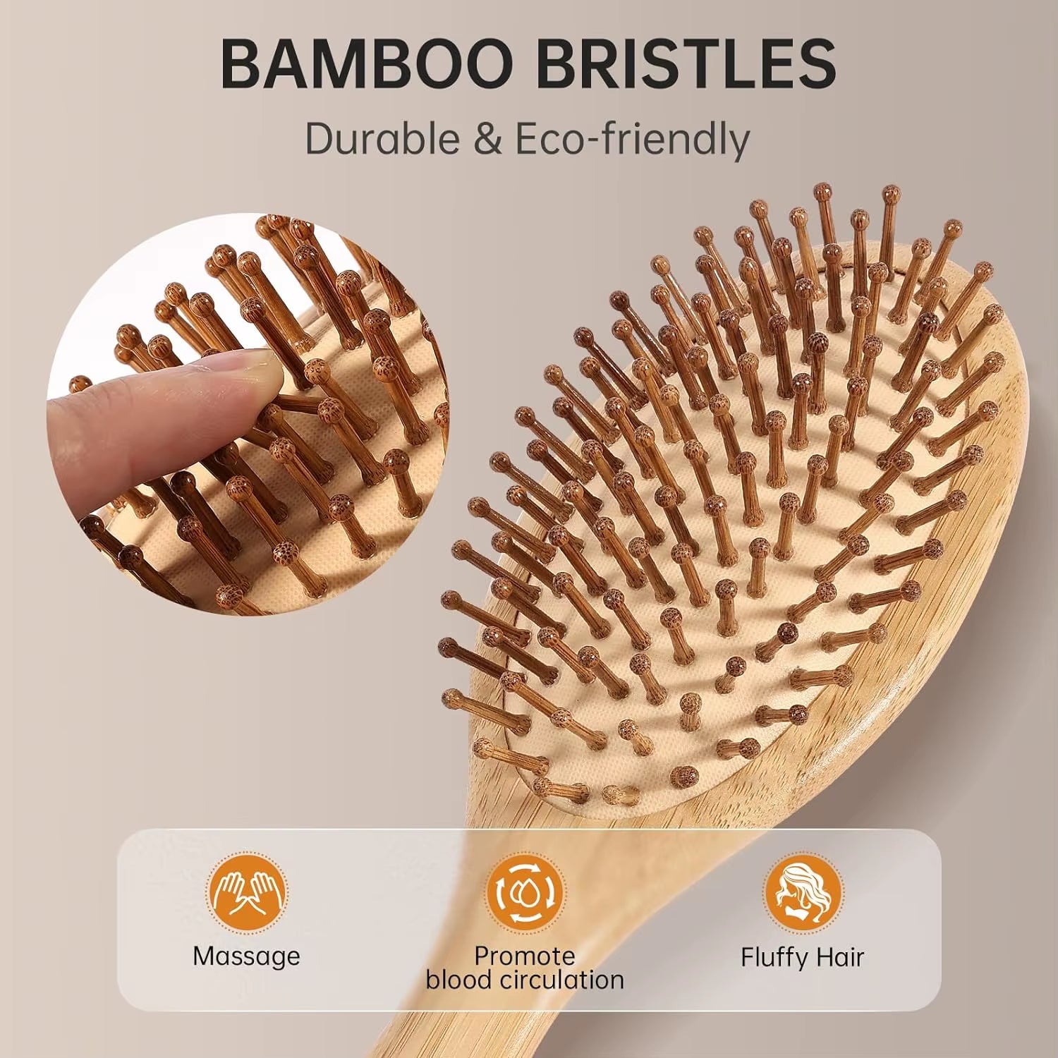 Bamboo Wooden Hair Brush Massage Comb Scalp Massager for Hair Growth Anti-Static Straightening Brush Soft Beard Baby Beech Brush