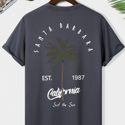 EST. 1987 And A Coconut Tree Printed Men's Fashion Trendy Casual Crew Neck Casual Sport T-shirt Beauty World Shop