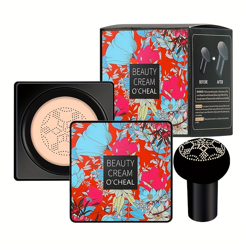 Mushroom Head Foundation BB Cream - Full Coverage, Long-Lasting Moisturizing Concealer for All Skin Types, Natural Nude Finish with Floral Packaging, Longlasting Foundation | Artistic Packaging | Vibrant Design Beauty Fashion