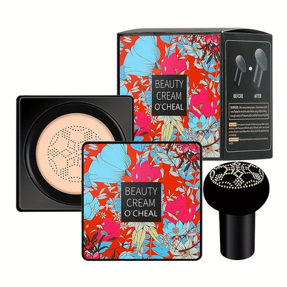 Mushroom Head Foundation BB Cream - Full Coverage, Long-Lasting Moisturizing Concealer for All Skin Types, Natural Nude Finish with Floral Packaging, Longlasting Foundation | Artistic Packaging | Vibrant Design Beauty Fashion