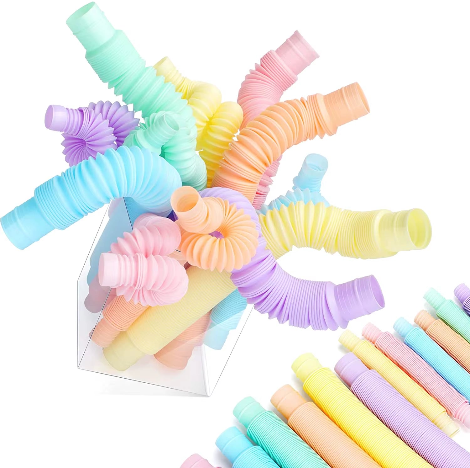 4 Pack Pop Tube Sensory Fidget Toy 4Pcs Random Colorful Heavy-Duty for Construction Educational Toys for Stress Autism ADHD