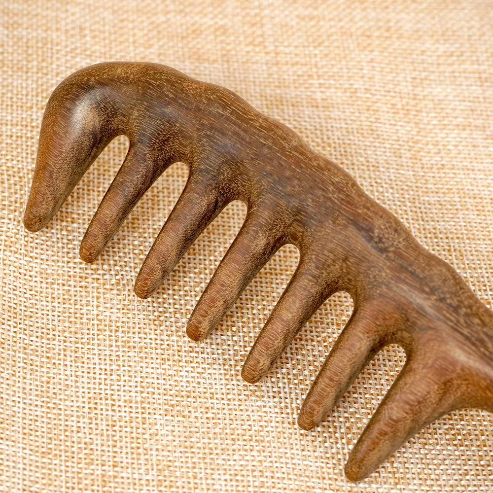 Natural Sandalwood Comb for Hair Growth - Handmade Wooden Massage Comb for Women Men, Anti-Static Detangling Styling Brush