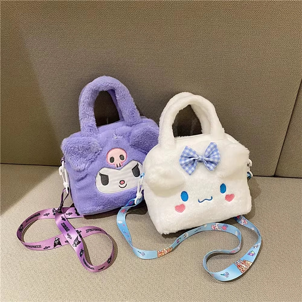 1Pc Sanrio Bag Kawaii Kuromi Cinnamoroll My Melody Cartoon Anime Plush Handbag Cosmetic Bag Travel Storage Bag Women Girl Gifts