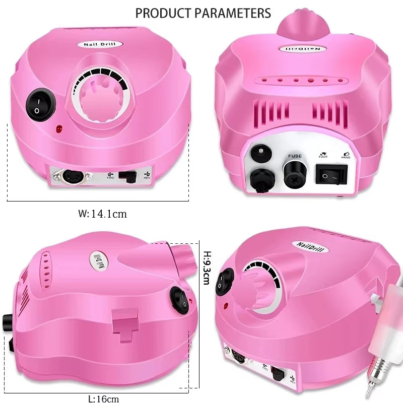 35000RPM Electric Nail Drill Professional Manicure Machine Nail Sander with Nail Drill Bits Portable Nail Salon Nail Files Kit