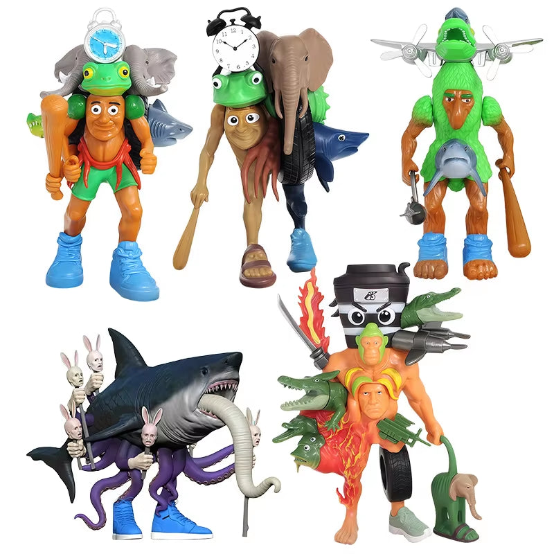 Creative Fun Italian Brainrot Elephant Shark Stitching Monster Tralalero Tralala Tung Doll Ornaments Combination Model Toy Gifts