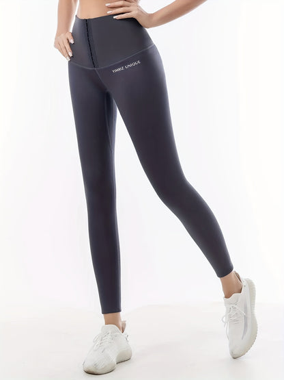 High Waist Tummy Control Yoga Pants for Women, Stretchy Fitness Leggings with Hook-and-Eye Closure, Butt Lifting Running Sport Long Pants, Gym Wear Wide Waistband Beauty World Shop
