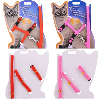 5 Color Adjustable Pet Cat Collar for Cats Cozy Nylon Rabbit Kitten Kedi Harness Leash Set Dog Cat Accessories Products for Pets