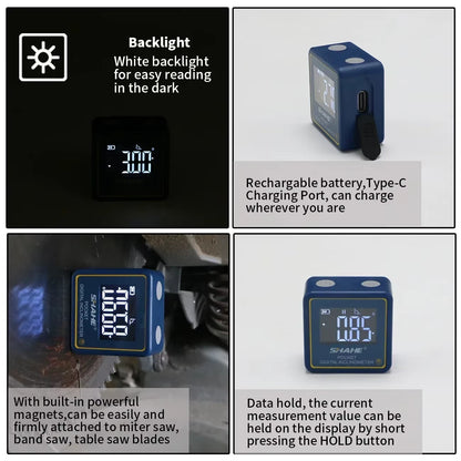 Small Digital Level Rechargeable Protractor Inclinometer Digital Angle Finder Angle Measuring Tools