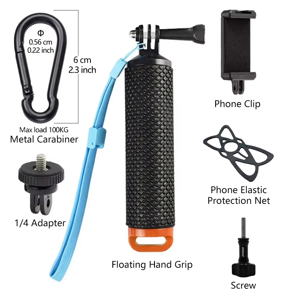 Floating Hand Grip Underwater Stick Monopod Pole for Gopro Hero 13 12 11 10 9 SJCAM SJ4000 Insta360 AKASO DJI Osmo Action Camera