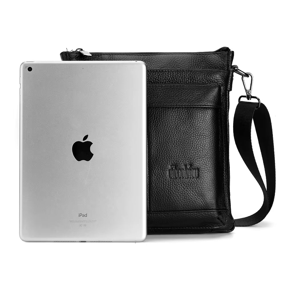 Men'S Leather Messenger Bag Business Shoulder Bag Small Crossbody Bag Multi Function Messenger Bag Men'S Travel Bag