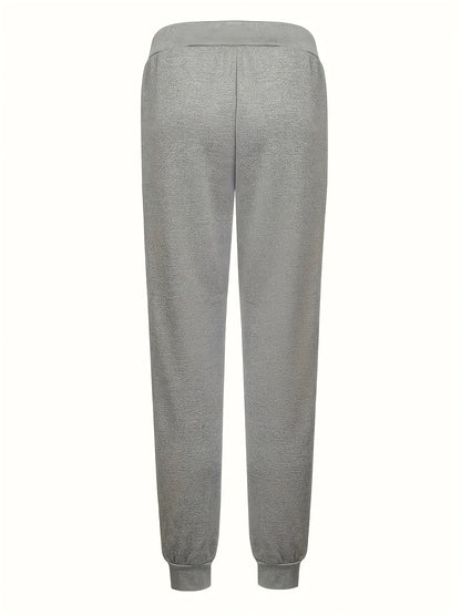 Men's Casual Letter Print Cuffed Drawstring Sweatpants, Lightweight Comfy Pants For Sport And Casual Wear