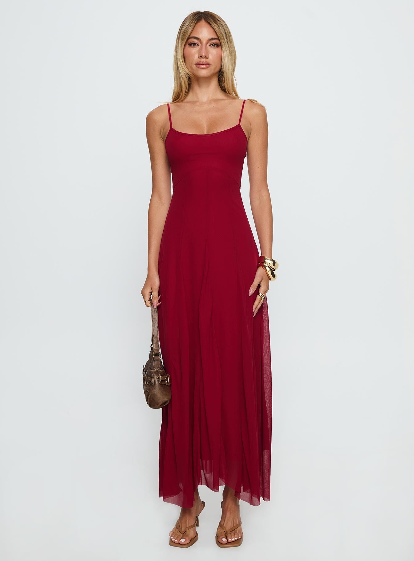 Janeira Pleat Maxi Dress Red Princess Polly