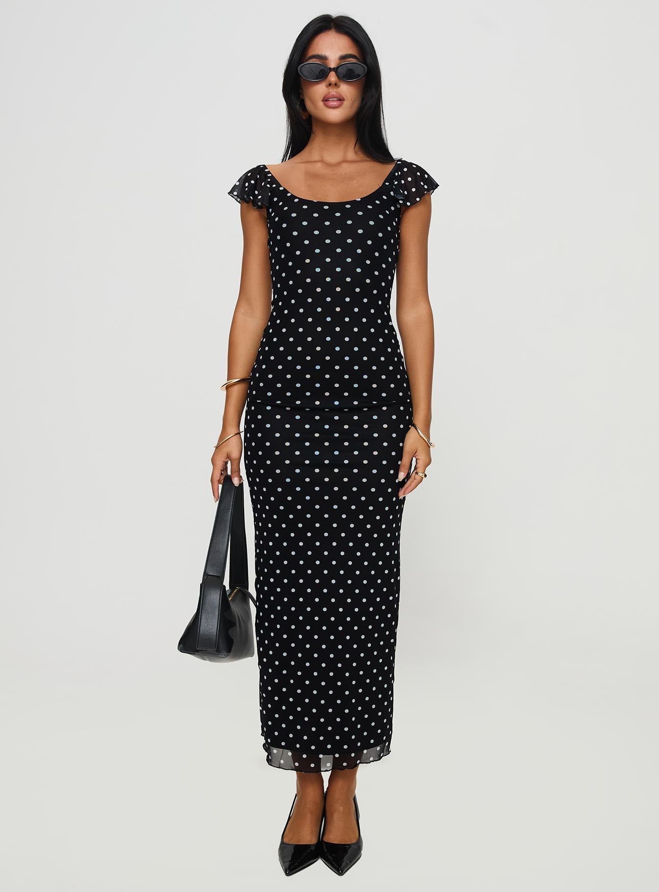 Sandberg Maxi Dress Black Polka Dot Princess Polly