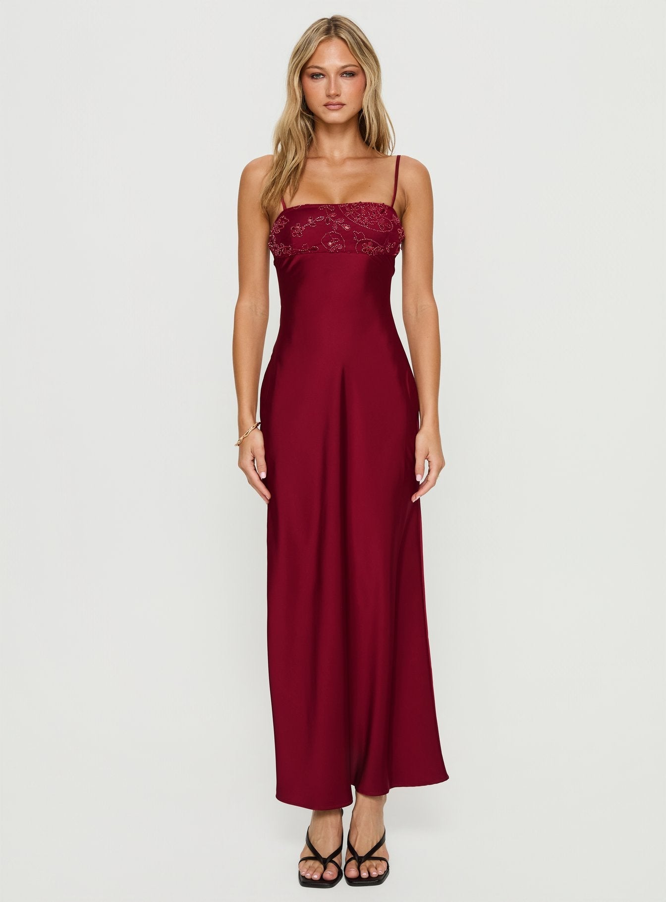 Engracia Sequin Maxi Dress Burgundy Princess Polly