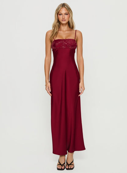 Engracia Sequin Maxi Dress Burgundy Princess Polly