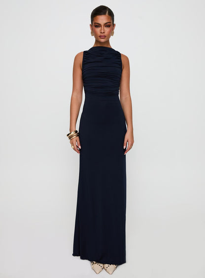 Undeniable Cut Out Maxi Dress Navy Princess Polly
