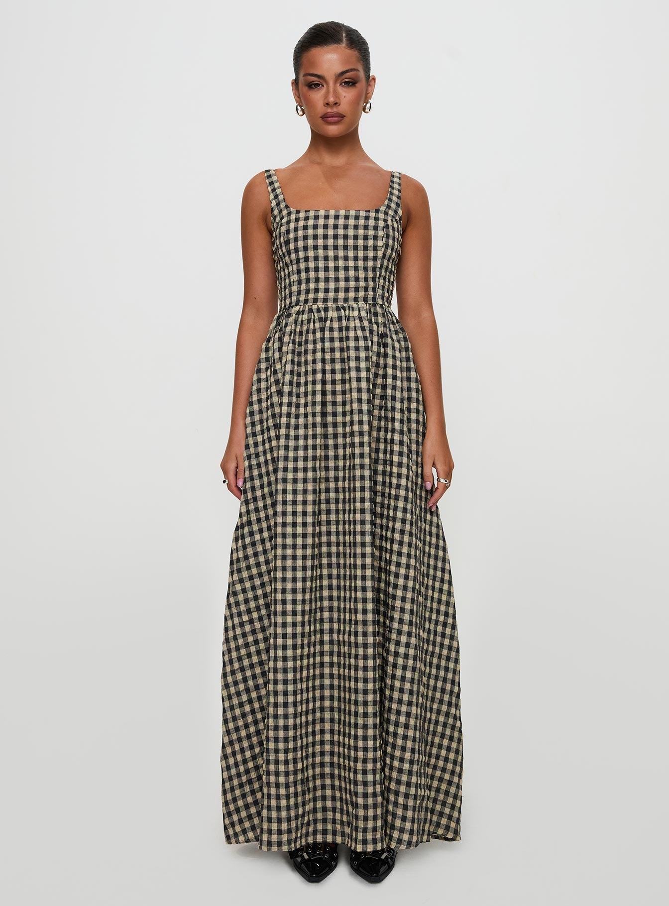 Cartmel Check Maxi Dress Black / Cream Princess Polly