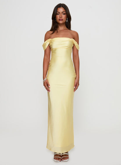 Azura Off The Shoulder Maxi Dress Yellow Princess Polly