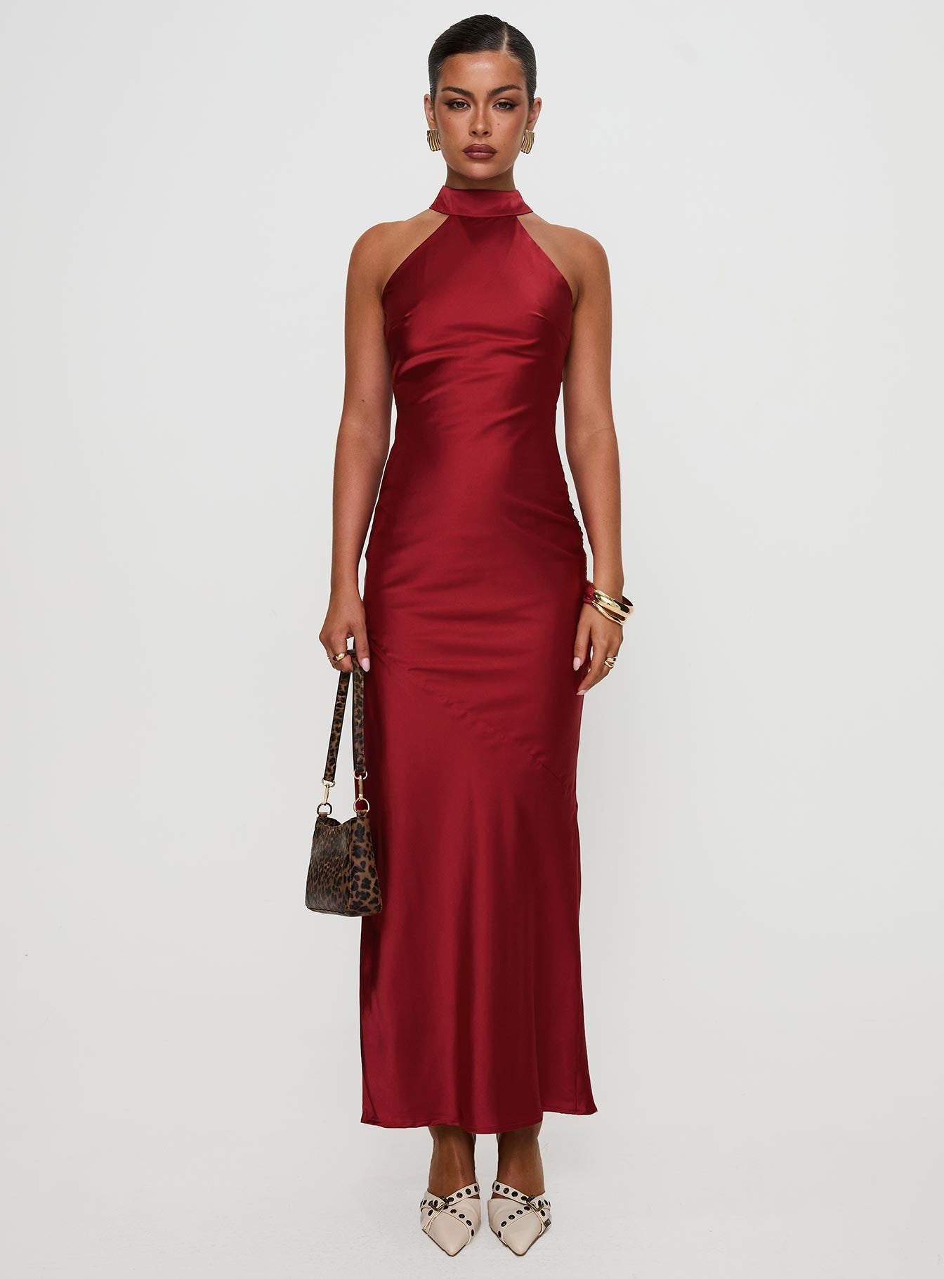 Mordecai Halter Maxi Dress Burgundy Princess Polly