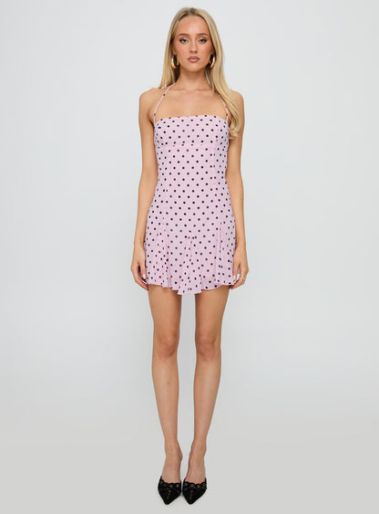 Delamere Mini Dress Pink / Black Polka Princess Polly