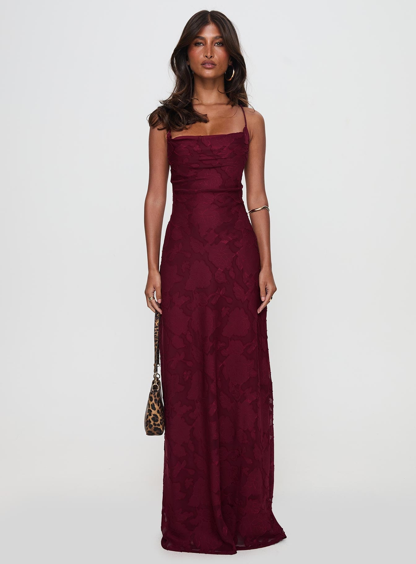 Celena Maxi Dress Burgundy Burnout Petite Princess Polly