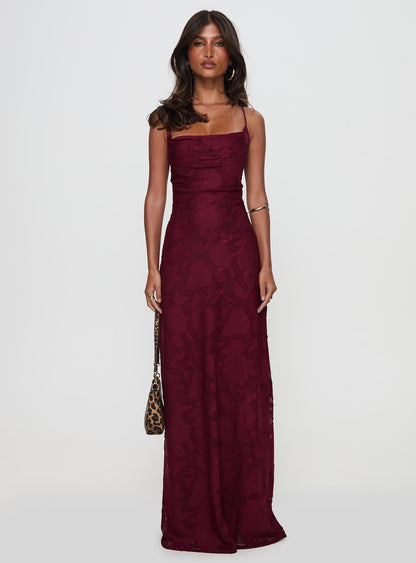 Celena Maxi Dress Burgundy Burnout Petite Princess Polly