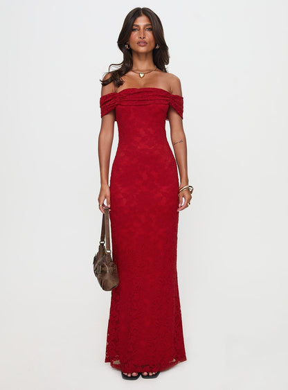 Allured Strapless Maxi Dress Burgundy Princess Polly