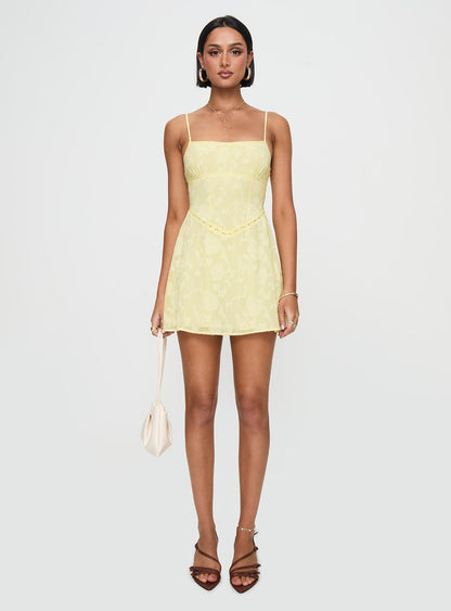 South Of France Mini Dress Yellow Princess Polly