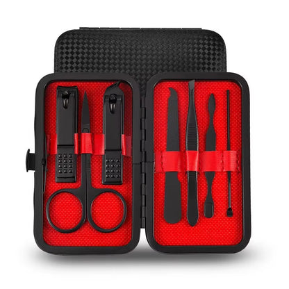 7/10/12/18/20/24PCS Set Professional Manicure Set Kits Stainless Steel Fingernail Toenail Clippers Set with Leather Portable