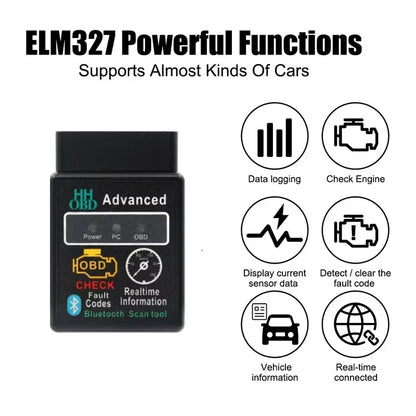 Bluetooth ELM327 OBD2 Car Code Reader Scanner V1.5 Fault Detector Check Engine Automotive Diagnostic Tools for Ios/Android/Pc