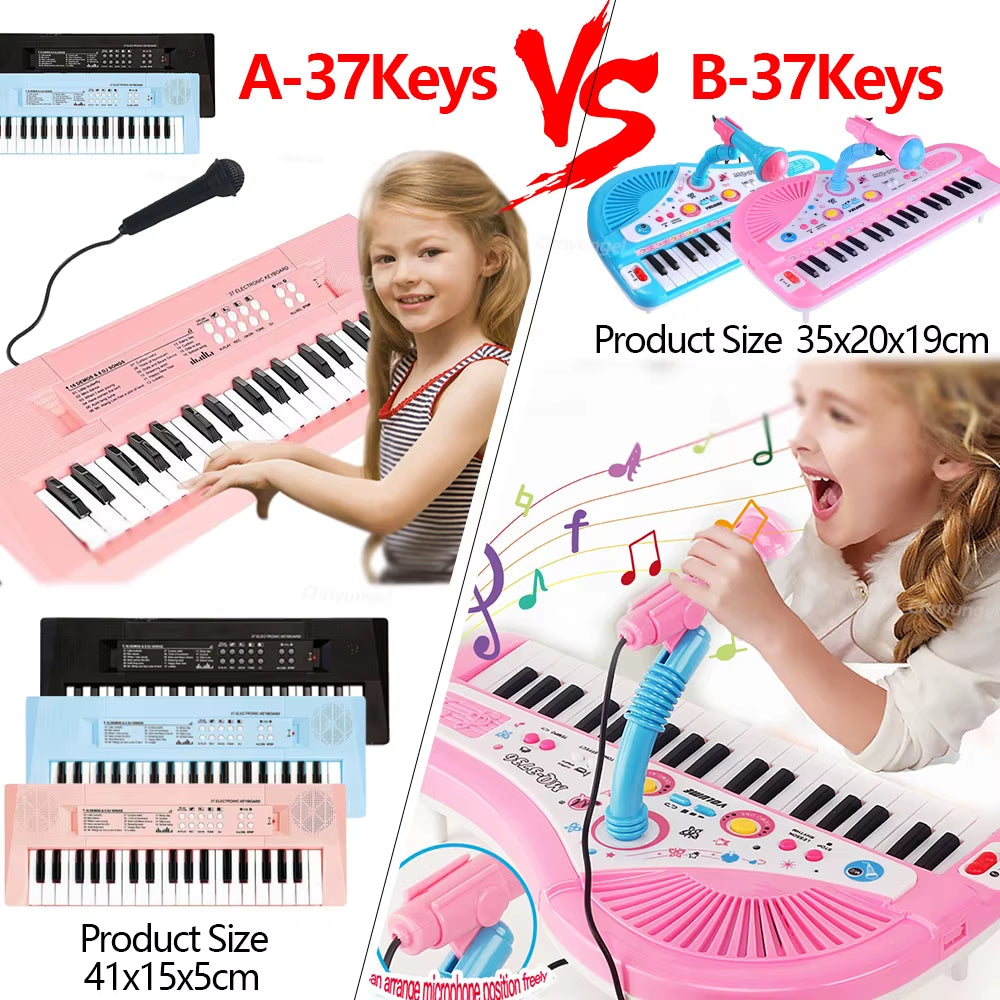 37 Keys Kids Electronic Piano Organ Keyboard with Microphone Education Toys Musical Instrument Children Boy Girl Gifts