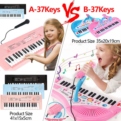 37 Keys Kids Electronic Piano Organ Keyboard with Microphone Education Toys Musical Instrument Children Boy Girl Gifts