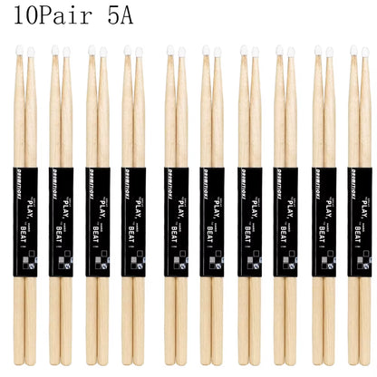 1/5/10 Pair Maple Wood Drum Sticks 5A 7A Electronic Drum Rack Nylon Tip Drumsticks Musical Sticks Percussion Instruments Tools